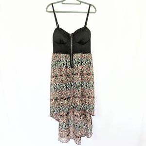 MATERIAL GIRL Patterned Hi-Lo Dress Exposed Zipper